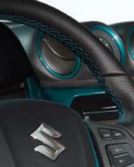 Leather Steering Wheel Turquoise Stitching