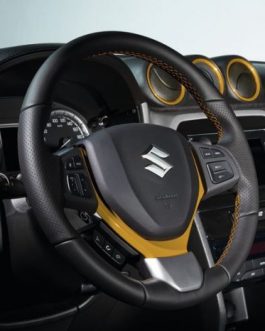 Leather Steering Wheel Yellow Stitching